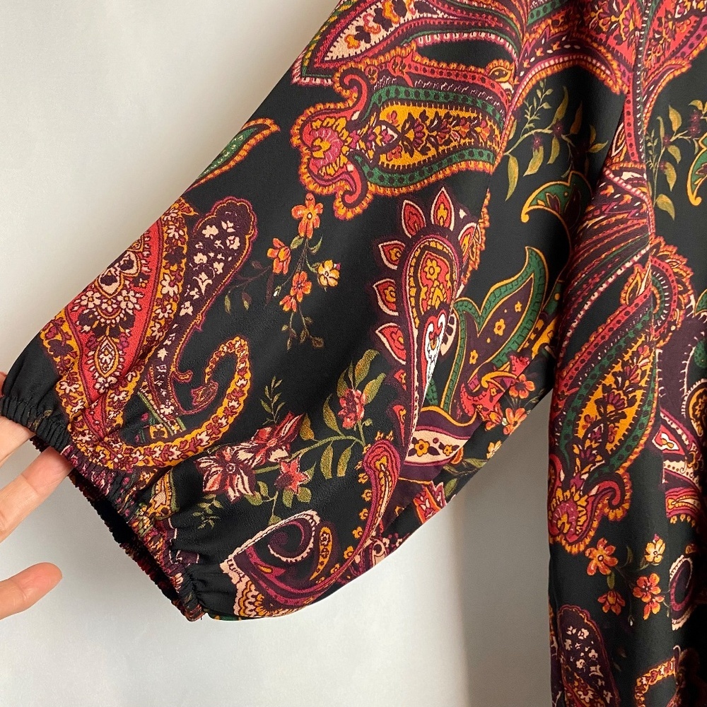 Cha Cha Vente Plus Size Womenʻs Black | Red Floral Paisley Print Blouse 3X - Picture 6 of 8